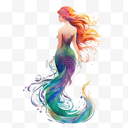 彩色的海马图片图片_彩色尾巴的美人鱼ai生成