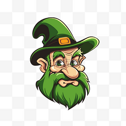 爱尔兰剪贴画绿色胡子和帽子卡通