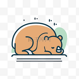 卡通熊躺在床上睡觉 向量