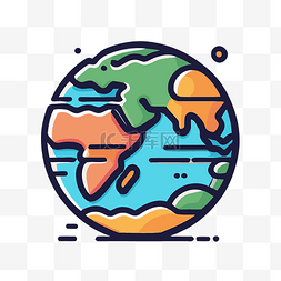 地球图标图像插图与彩色线条设计