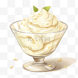 水彩冰淇淋球图片_香草冰淇淋插画