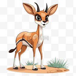 瞪羚剪贴画卡通羚羊大耳朵站在草