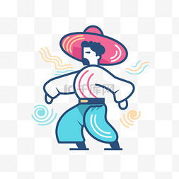 身体上带有 sombreno 的墨西哥舞蹈