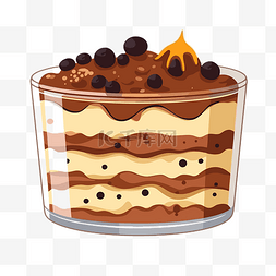 浆果插画图片_提拉米苏剪贴画拿铁巧克力蛋糕玻