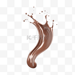 巧克力倒奶油图片_牛奶和巧克力隔离飞溅波 3D 渲染