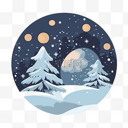 雪景圣诞树图片_夜间景观雪景圣诞树冬季卡illustrat