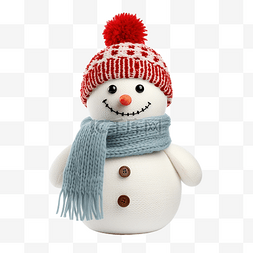 可爱的快乐雪人，戴着针织帽子和