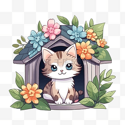 猫宠物屋插画