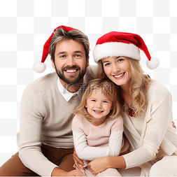 一个幸福家庭躺在圣诞树旁庆祝节