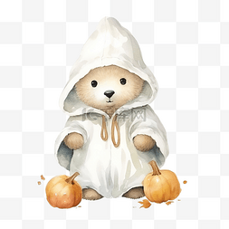 可爱水彩小动物图片_可爱的小熊穿着白大褂，站在水彩