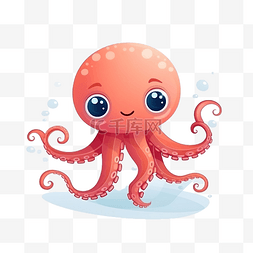 卡通水下图片_可爱的卡通海洋动物章鱼人物