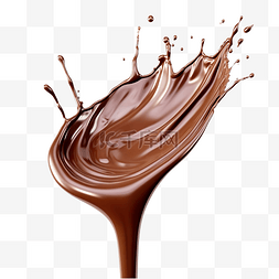 巧克力倒奶油图片_巧克力飞溅隔离在白色背景与剪切