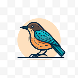 小鸟背景图图片_蓝色和橙色的鸟矢量图