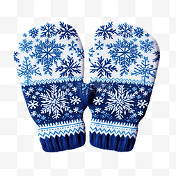 性手套图片_带有雪花图案的冬季彩色手套PNG插
