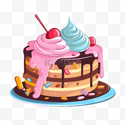 冰淇淋蛋糕剪贴画卡通插图的蛋糕