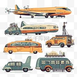 卡通不同的车图片_交通剪贴画各种类型的车辆和飞机