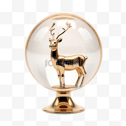 圣诞玻璃球中的金鹿