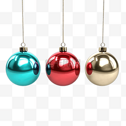 三形形图片_挂在白色上的多色圣诞球