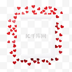情人节浪漫贴纸图片_方形框架中可爱的红心