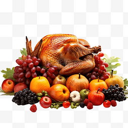 波叶海菜花图片_感恩节快乐，有火鸡食物和水果
