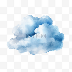 蓝色水彩云图片_在透明背景上隔离的逼真水彩云