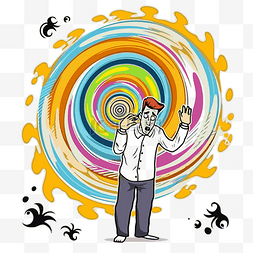 催眠剪贴画男人与彩色漩涡背景卡
