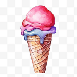 水彩冰淇淋球图片_水彩冰淇淋