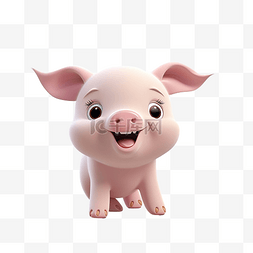 可爱的小猪图片_可爱的小猪 3d 插图