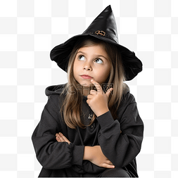 万圣节打扮成女巫的女孩心存疑虑
