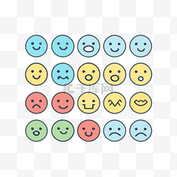 彩色排列图片_一组不同的情感图标排列 向量