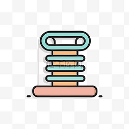 彩色图标，梯子位于书堆顶部 向