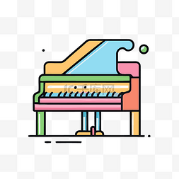 彩色钢琴图标线条艺术 向量
