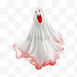 3D 渲染插图可怕的白色幽灵，有尖