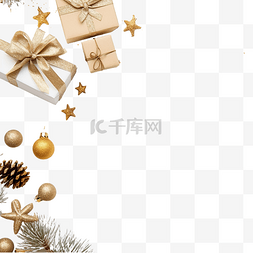 圣诞礼物和白色木质装饰的圣诞假