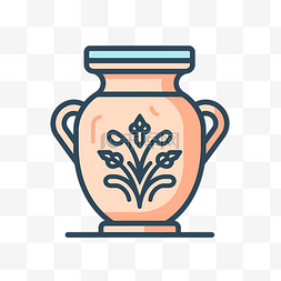 白色背景上的古代花瓶的线条图标