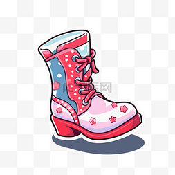 红色袜子图片图片_卡通粉色和蓝色花靴子贴纸，上面
