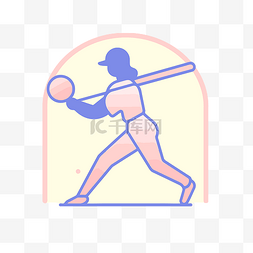 棒球剪影图片_带有抽象设计棒球棒的棒球运动员