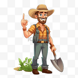 卡通土地图片_man farmer 农业卡通人物 插图