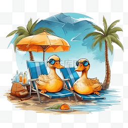 鸭子们在度假