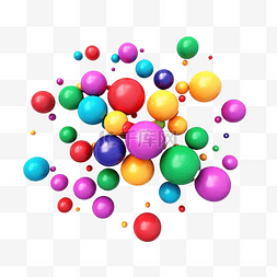 不同尺寸的彩色彩虹哑光球抽象构