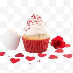 带卡片的蛋糕图片_情人节奶油纸杯蛋糕 带心和浪漫