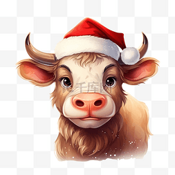 吉祥物牛的图片_圣诞节那天可爱的公牛