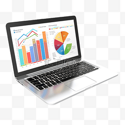 金融与经济图片_3D 笔记本电脑与图表和图形分析业