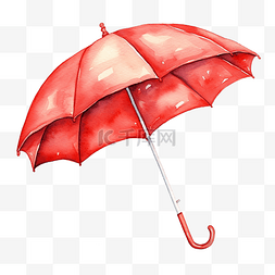 红色沙滩伞水彩插图