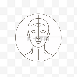一个圆圈中的脸部轮廓 向量