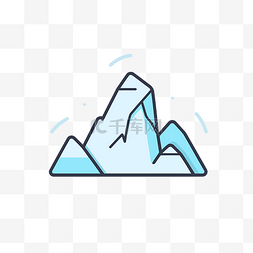 山是一条蓝线插画 向量