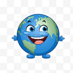 可爱的球球图片_可爱的蓝色星球卡通人物
