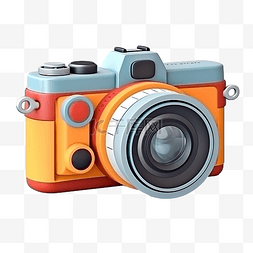 相机和照片图片_带镜头和按钮卡通最小风格 3D 渲
