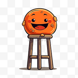 卡通酒吧素材图片_凳子剪贴画卡通橙色人物在凳子上