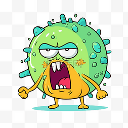卡通愤怒的表情图片_咒骂剪贴画卡通版的细菌冠状病毒